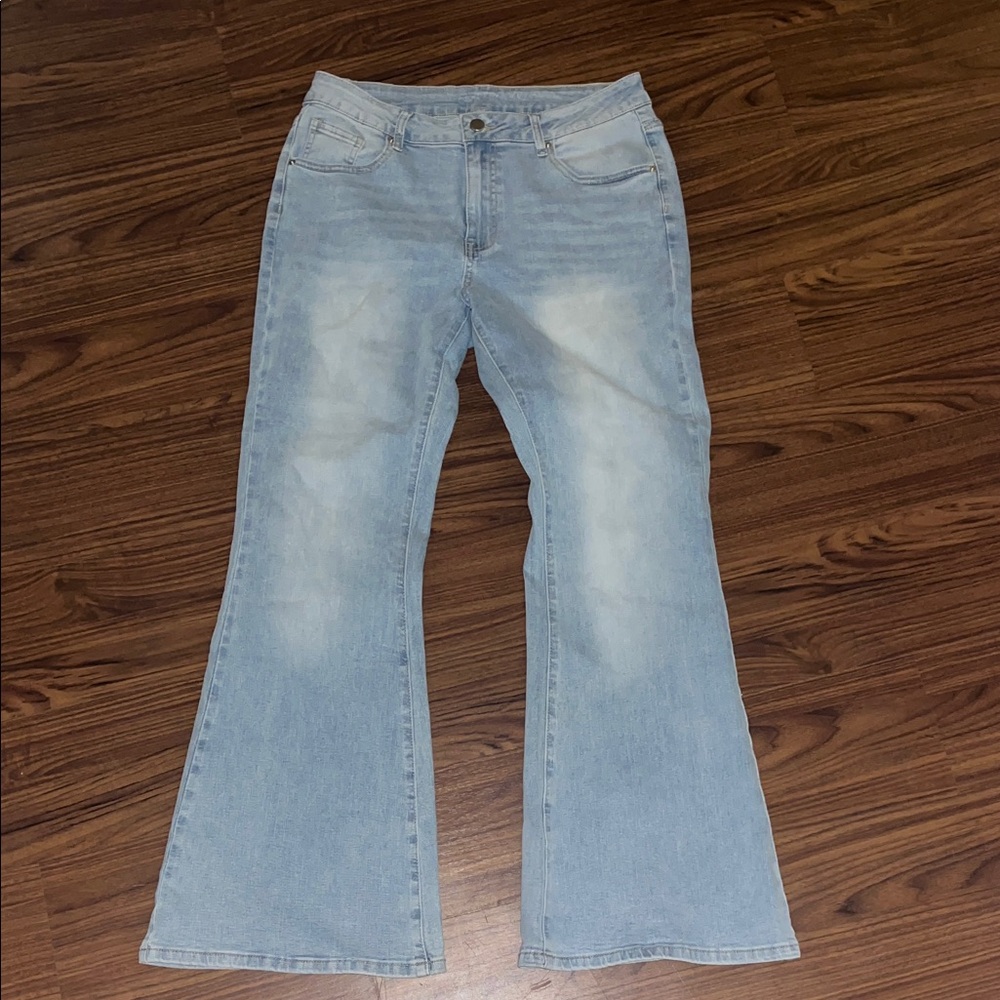 Fashion Nova Light Denim Flare Jeans